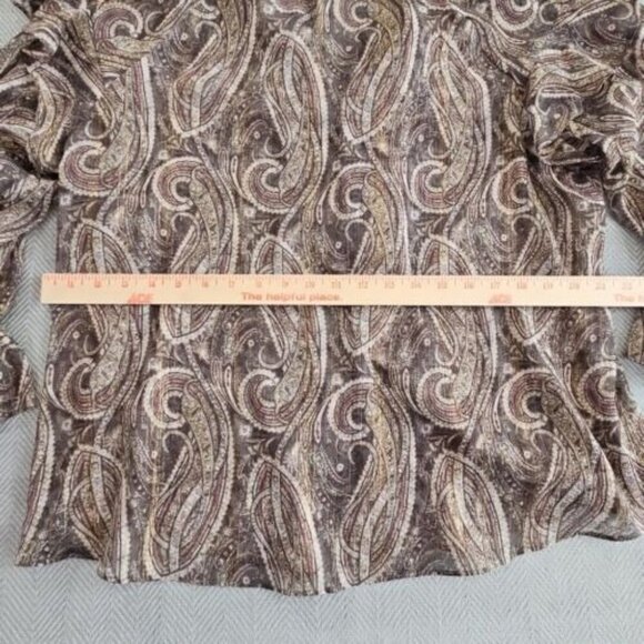 Cato Tunic Women's Size 14/16W Brown Paisley Metallic NWT Ruffles Flutter - Picture 12 of 14